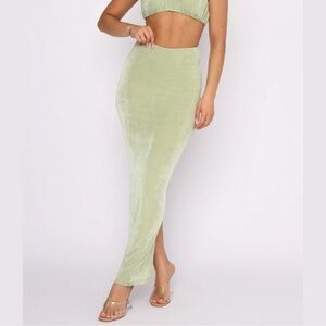 NWT White Fox Boutique Sage Green Midi Skirt - Large